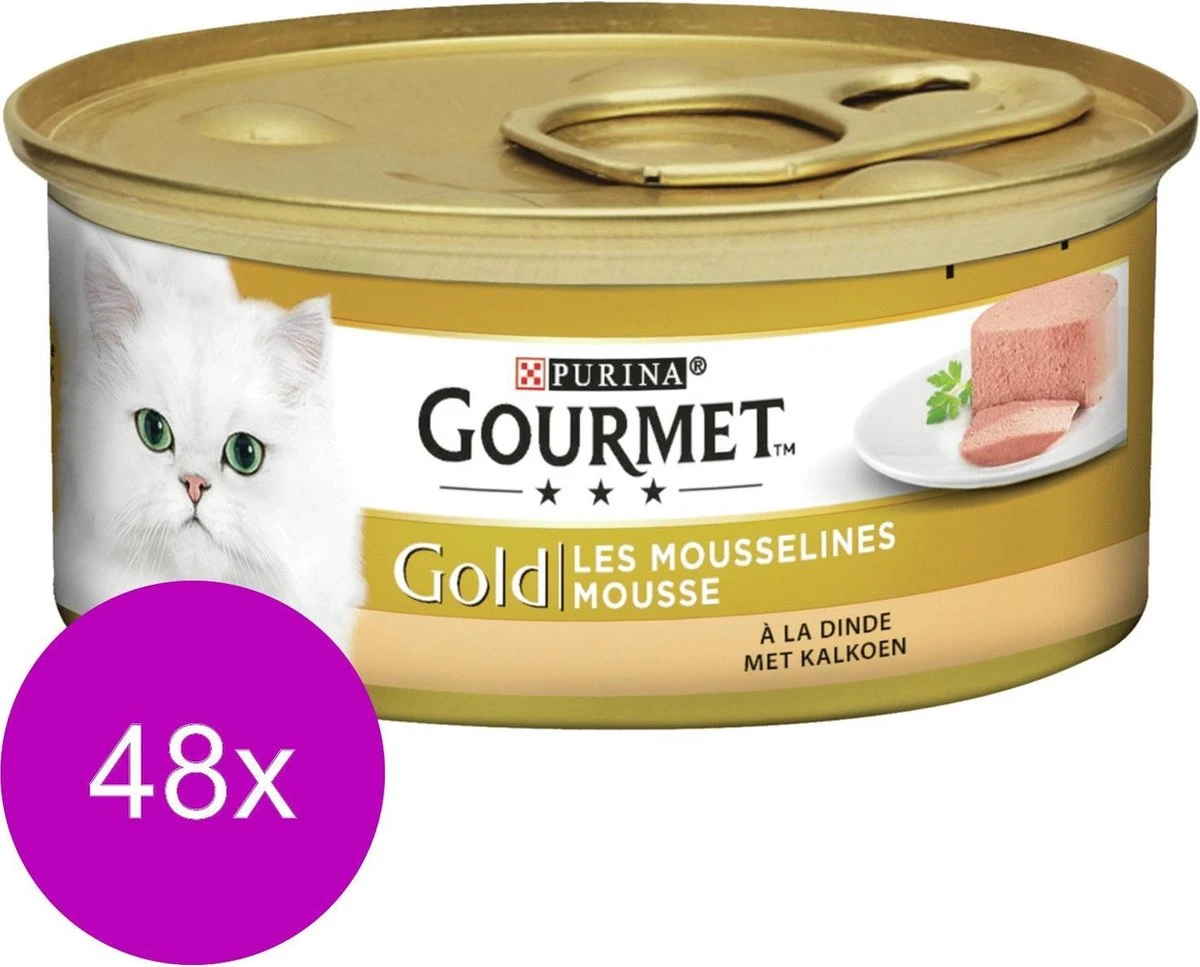 Merkloos Gourmet Gold Mousse Kalkoen - Kattenvoer - 48 X 85 G 1 Merkloos Gourmet Gold Mousse Kalkoen - Kattenvoer - 48 X 85 G