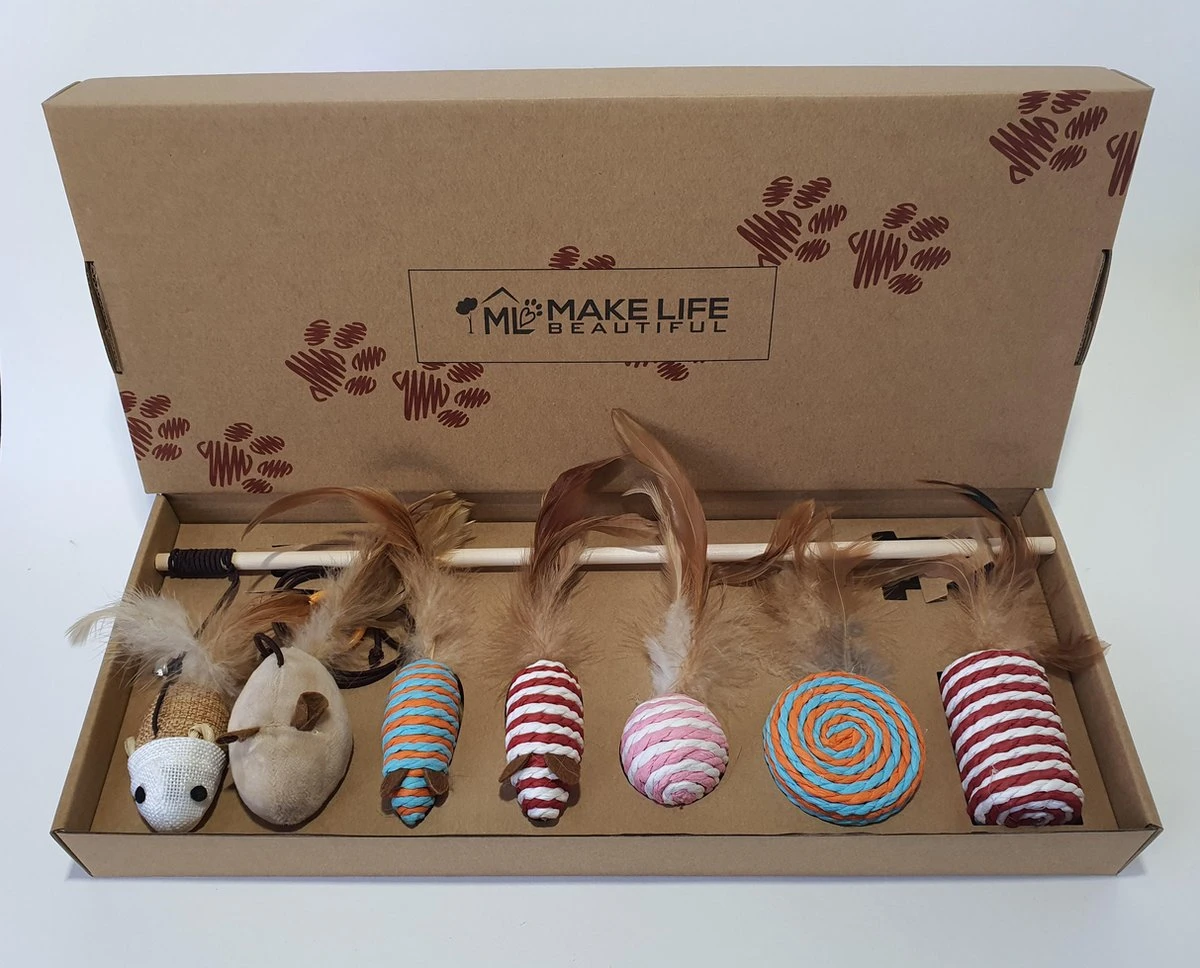Make Life Beautiful® - Kattenspeeltjes Set - 7-delig - Kattenspeelgoed - Kattenhengel - Speelmuisjes - Kattenspeelgoed Set 8 Make Life Beautiful® - Kattenspeeltjes Set - 7-delig - Kattenspeelgoed - Kattenhengel - Speelmuisjes - Kattenspeelgoed Set - Image 8