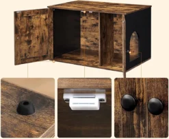 Meubelexpert Kattenhuis Voor Kattenbak - Met Deuren - Vintage - Bruinzwart - PCL002X02 -Merkloos Verkoop 1200x983 2