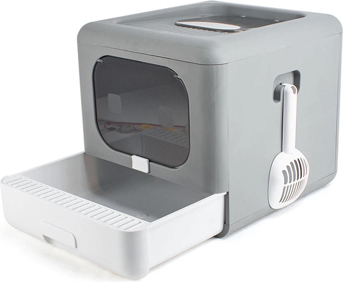 Kattenbak | 2 Ingangen | Opening Bovenkant En Onder | Inklapbaar | Grijs 1 Kattenbak | 2 Ingangen | Opening Bovenkant En Onder | Inklapbaar | Grijs