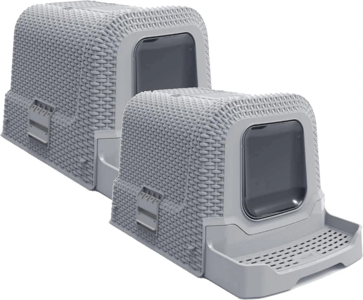 Adori Kattentoilet Rattan 69x42x41 Cm - Kattenbak - 2 X Grijs 1 Adori Kattentoilet Rattan 69x42x41 Cm - Kattenbak - 2 X Grijs