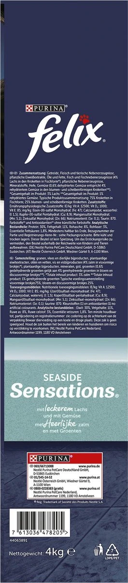 Felix Seaside Sensations - Katten Droogvoer - Zalm, Koolvis &groenten - 4kg 7 Felix Seaside Sensations - Katten Droogvoer - Zalm, Koolvis &groenten - 4kg - Image 7