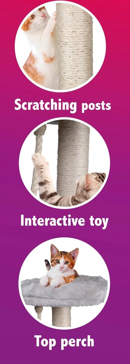Maxxpro Krabpaal - Krabpaal Voor Katten - Kattenspeelgoed - 62 CM - 3 Platformen - Speeltouw - Sisal - Grijs 5 Maxxpro Krabpaal - Krabpaal Voor Katten - Kattenspeelgoed - 62 CM - 3 Platformen - Speeltouw - Sisal - Grijs - Afbeelding 5