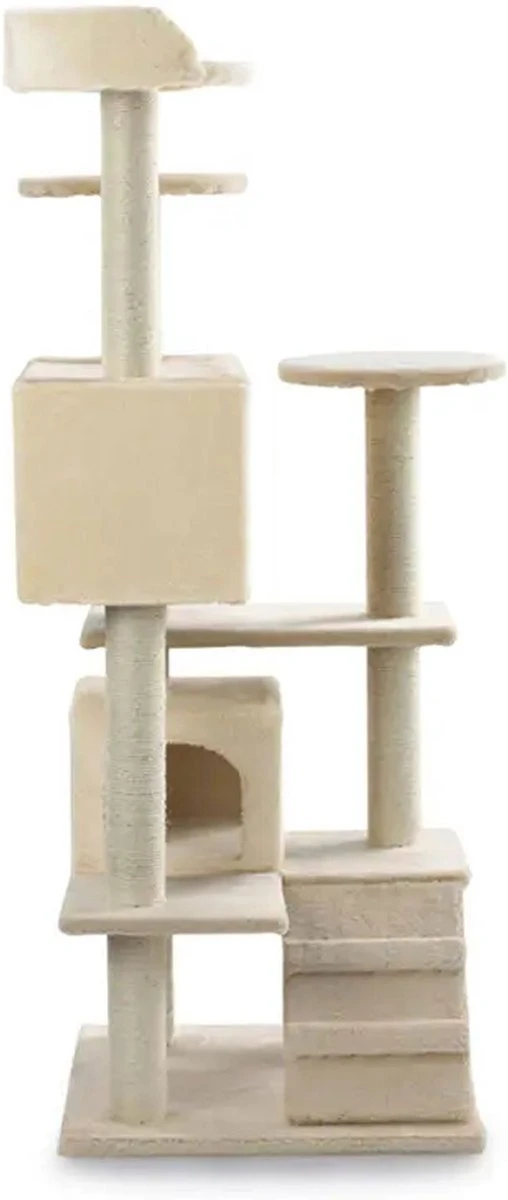 Krabpaal XXL Voor Kat -132 Cm -Beige - Kattenboom Voor Katten - Kattenhuis Van Sisal - XXL Klimpaal Voor Meerdere Katten 2 Krabpaal XXL Voor Kat -132 Cm -Beige - Kattenboom Voor Katten - Kattenhuis Van Sisal - XXL Klimpaal Voor Meerdere Katten - Image 2