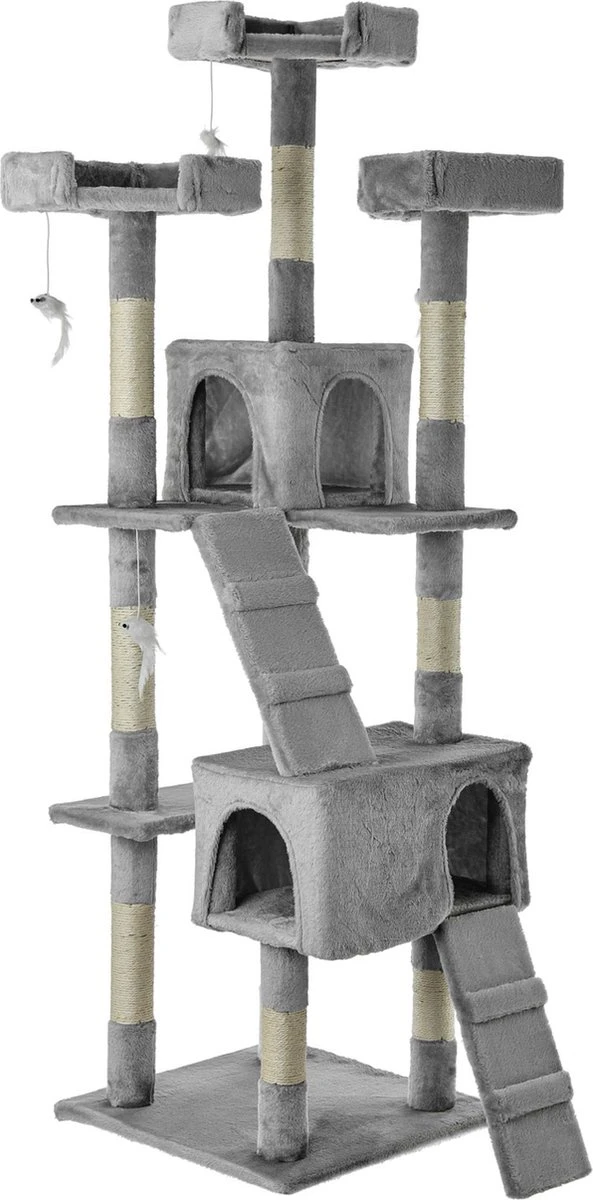 Krabpaal XXL Voor Kat -170 Cm -Grijs - Kattenboom Voor Grote Katten - Kattenhuis Van Sisal - XXL Klimpaal Voor Meerdere Katten 6 Krabpaal XXL Voor Kat -170 Cm -Grijs - Kattenboom Voor Grote Katten - Kattenhuis Van Sisal - XXL Klimpaal Voor Meerdere Katten - Image 6