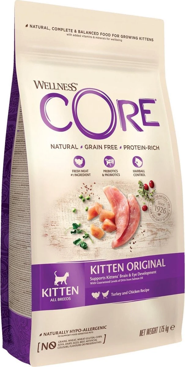 Wellness Core Grain Free Kitten - Kalkoen & Kip - Kattenvoer - 1.75 Kg 1 Wellness Core Grain Free Kitten - Kalkoen & Kip - Kattenvoer - 1.75 Kg