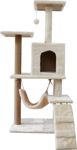 Krabpaal – Katten Krabpaal - Kattenhuis - 125cm Hoog - Beige -Merkloos Verkoop 615x1200 4