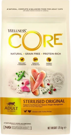 Wellness Core Grain Free Cat Sterilised Kip & Kalkoen - Kattenvoer - 1.75 Kg -Merkloos Verkoop 629x1200