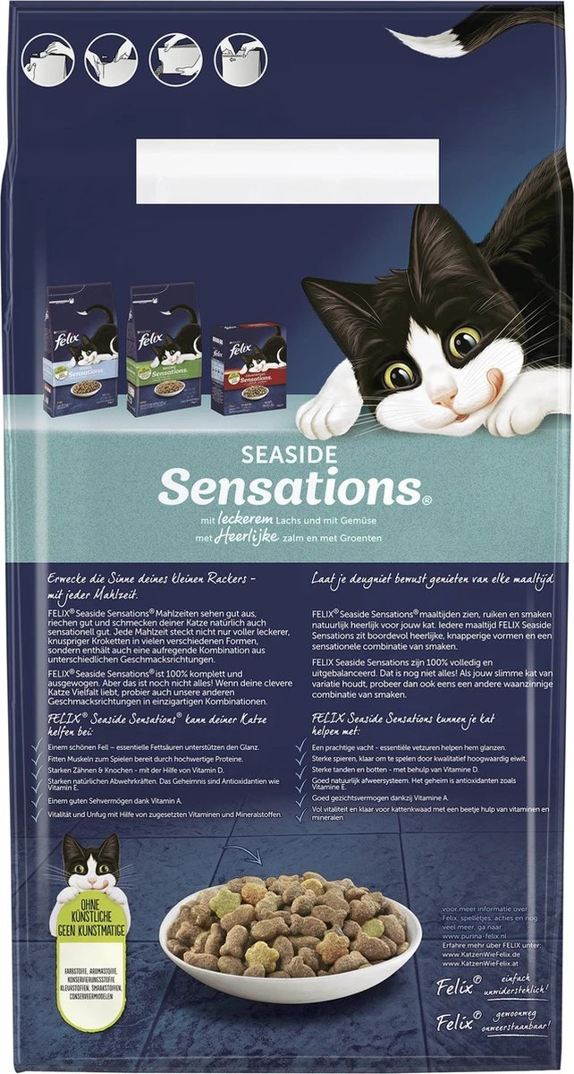 Felix Seaside Sensations - Katten Droogvoer - Zalm, Koolvis &groenten - 4kg 2 Felix Seaside Sensations - Katten Droogvoer - Zalm, Koolvis &groenten - 4kg - Image 2