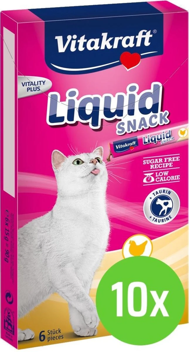 Merkloos 10 X Vitakraft Cat Liquid-Snack Kip & Taurine 6 Stuks 1 Merkloos 10 X Vitakraft Cat Liquid-Snack Kip & Taurine 6 Stuks