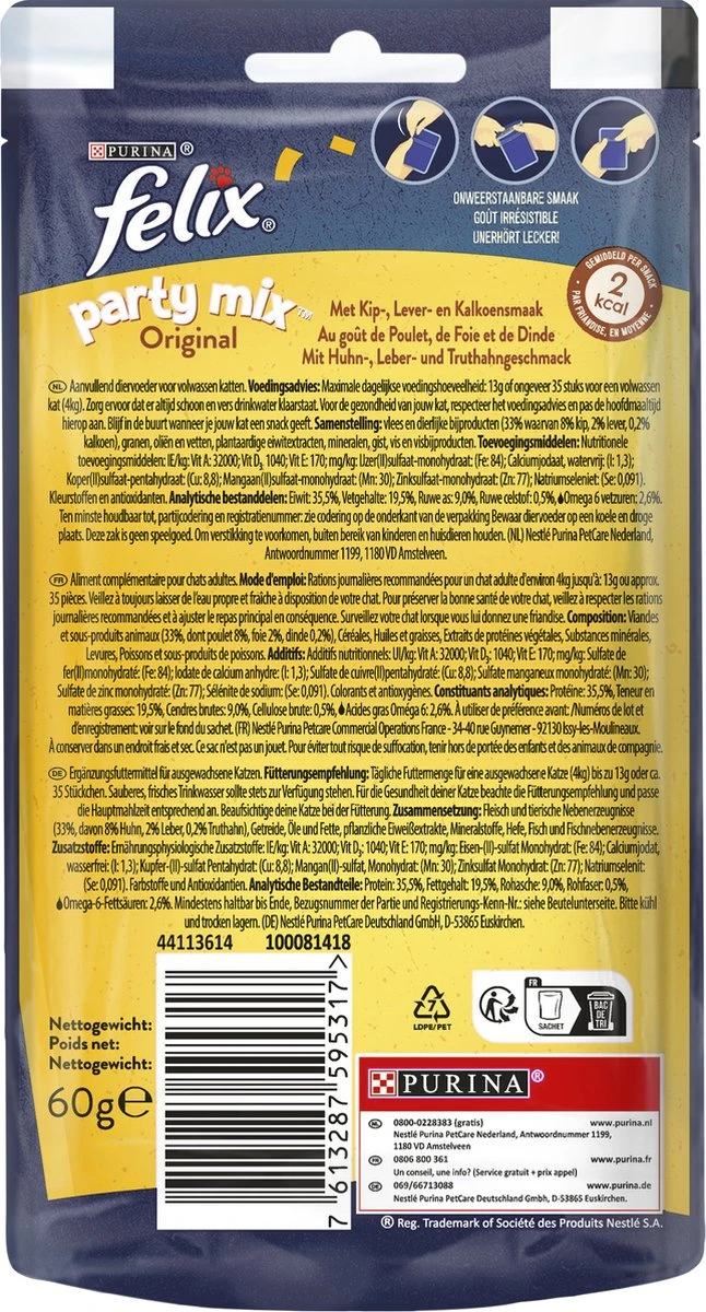 Felix Party Mix - Kattensnacks Original - 8 X 60g 6 Felix Party Mix - Kattensnacks Original - 8 X 60g - Image 6