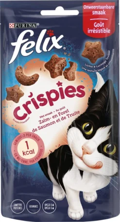 Felix Crispies - Kattensnacks Zalm & Forel - 8 X 45g
