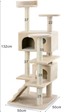 Krabpaal XXL Voor Kat -132 Cm -Beige - Kattenboom Voor Katten - Kattenhuis Van Sisal - XXL Klimpaal Voor Meerdere Katten 16 Krabpaal XXL Voor Kat -132 Cm -Beige - Kattenboom Voor Katten - Kattenhuis Van Sisal - XXL Klimpaal Voor Meerdere Katten -Merkloos Verkoop 659x1200 2