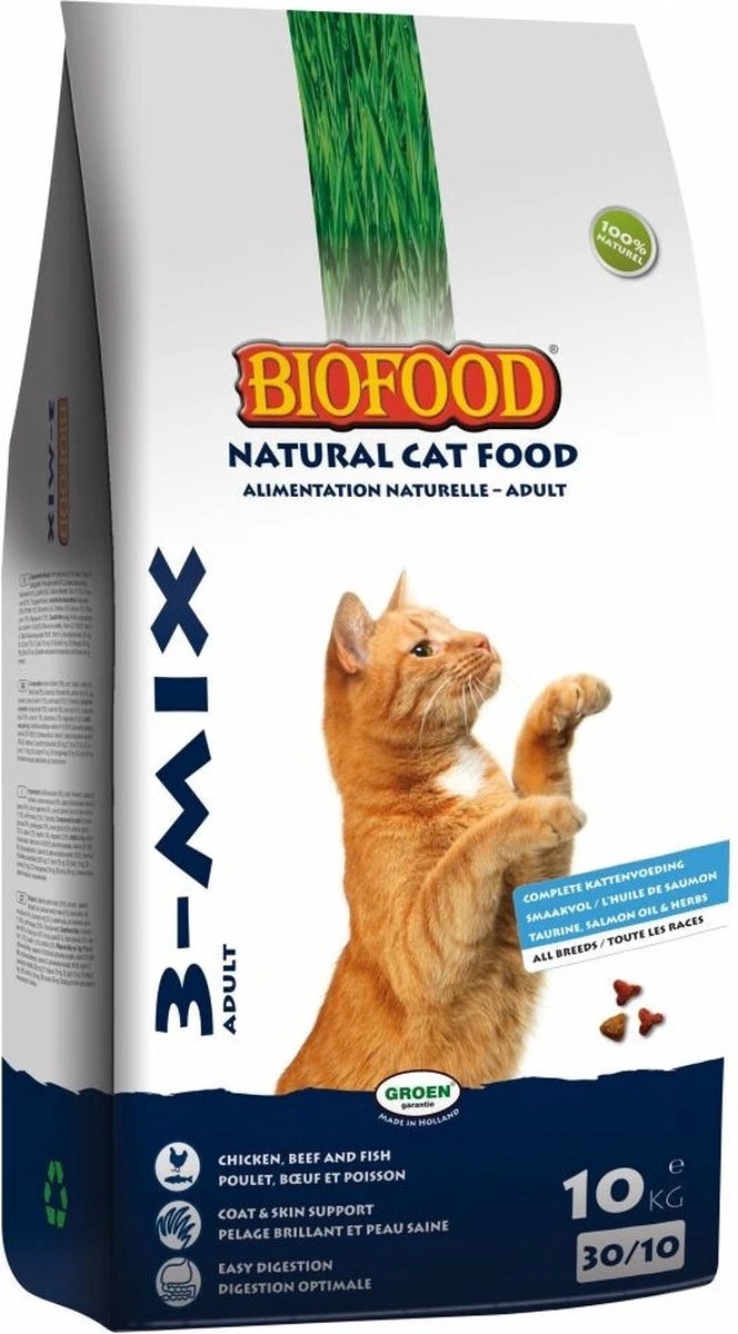 Biofood Kat 3-Mix - Kattenvoer - 10 Kg 1 Biofood Kat 3-Mix - Kattenvoer - 10 Kg