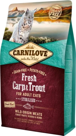 Carnilove Cat Grain Free Fresh Carp & Trout 6 Kg - Kat -Merkloos Verkoop 672x1200 1