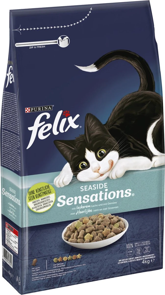Felix Seaside Sensations - Katten Droogvoer - Zalm, Koolvis &groenten - 4kg 1 Felix Seaside Sensations - Katten Droogvoer - Zalm, Koolvis &groenten - 4kg