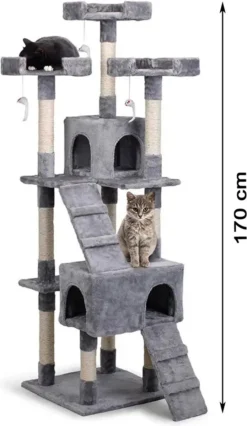 Krabpaal XXL Voor Kat -170 Cm -Grijs - Kattenboom Voor Grote Katten - Kattenhuis Van Sisal - XXL Klimpaal Voor Meerdere Katten 9 Krabpaal XXL Voor Kat -170 Cm -Grijs - Kattenboom Voor Grote Katten - Kattenhuis Van Sisal - XXL Klimpaal Voor Meerdere Katten -Merkloos Verkoop 695x1200 4