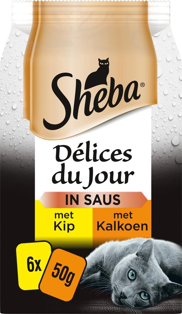 Sheba Delices Du Jour In Saus Katten Natvoer - Kip & Kalkoen - 36x50g 1 Sheba Delices Du Jour In Saus Katten Natvoer - Kip & Kalkoen - 36x50g