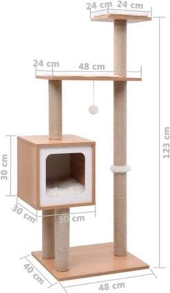 VidaXL Kattenkrabpaal Met Sisal Krabmat 123 Cm -Merkloos Verkoop 696x1200 3