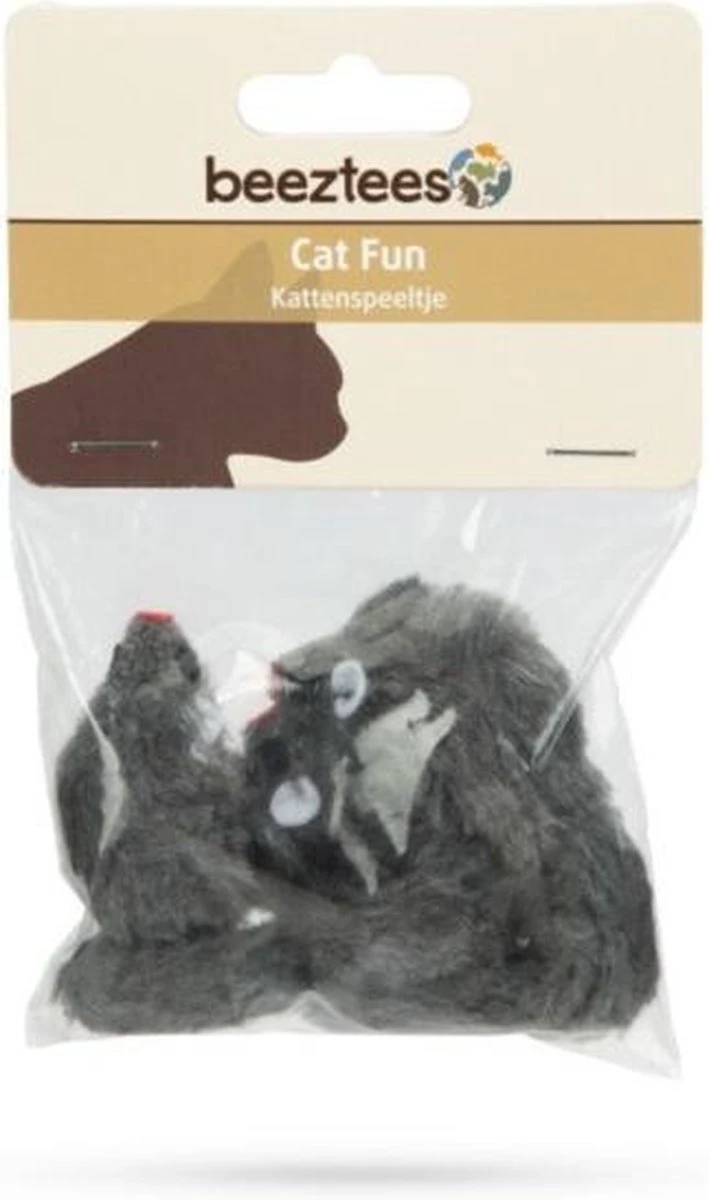 Beeztees Plush Muisje Grijs - Zakje 3st 5 Cm 2 Beeztees Plush Muisje Grijs - Zakje 3st 5 Cm - Image 2