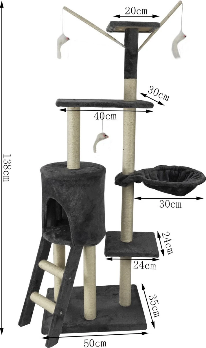 Homestyle Budget Krabpaal Pebbles 50x35x138 Cm - Krabpaal - Grijs&Zwart 3 Homestyle Budget Krabpaal Pebbles 50x35x138 Cm - Krabpaal - Grijs&Zwart - Image 3