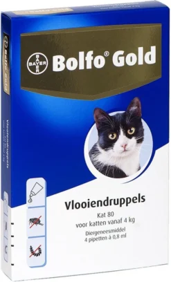 Bayer Bolfo Gold 80 Anti Vlooienmiddel - Kat - > 4 Kg - 4 Pipetten -Merkloos Verkoop 726x1200 1