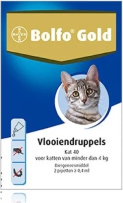Bayer Bolfo Gold 40 Anti Vlooienmiddel - Kat - 0 Tot 4 Kg - 2 Pipetten -Merkloos Verkoop 727x1200 3