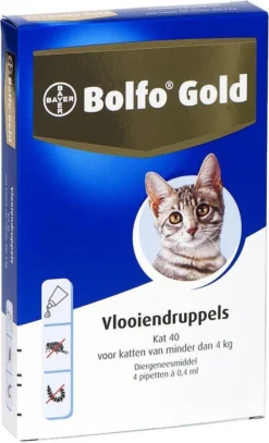 Bayer Bolfo Gold 40 Anti Vlooienmiddel - Kat - 0 Tot 4 Kg - 4 Pipetten -Merkloos Verkoop 728x1200 3