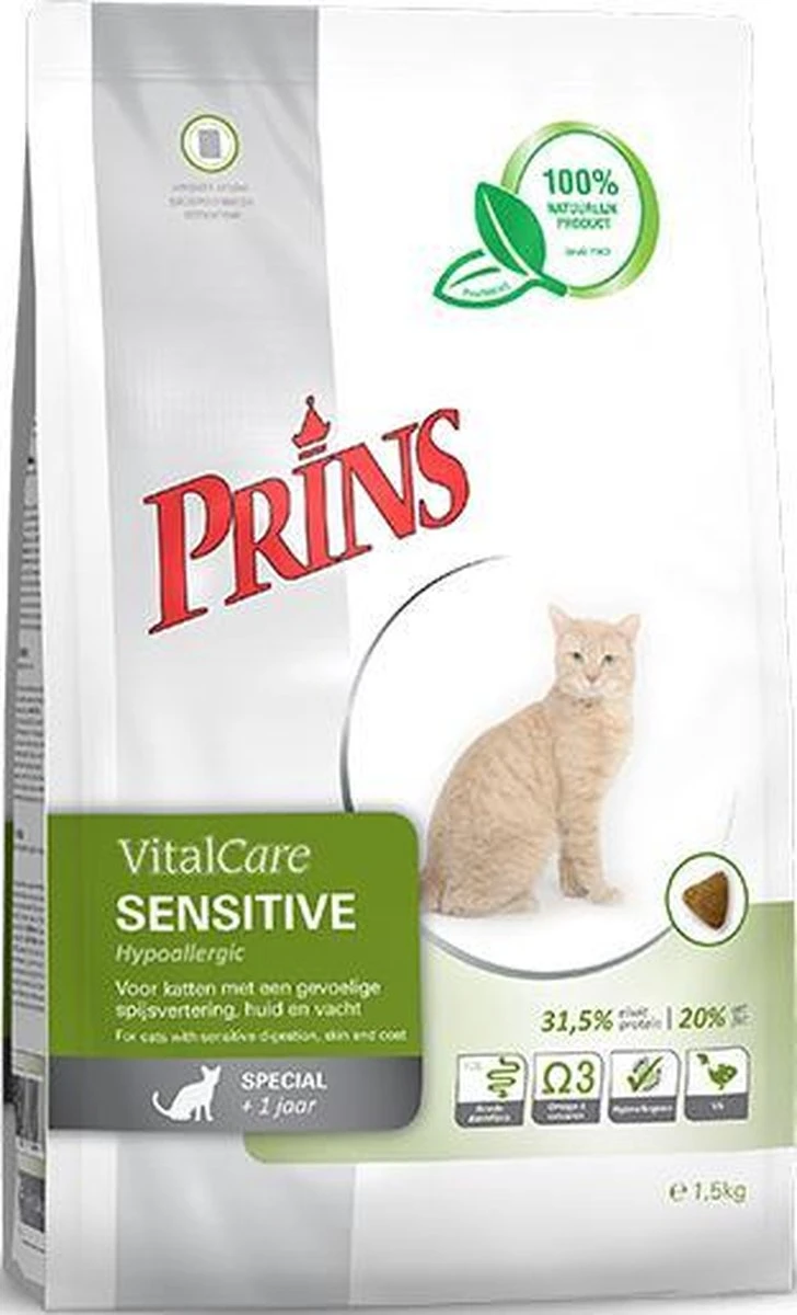 Prins Vital Care Kat Sensitive Hypolallergic - Kattenvoer - 10 Kg 2 Prins Vital Care Kat Sensitive Hypolallergic - Kattenvoer - 10 Kg - Image 2