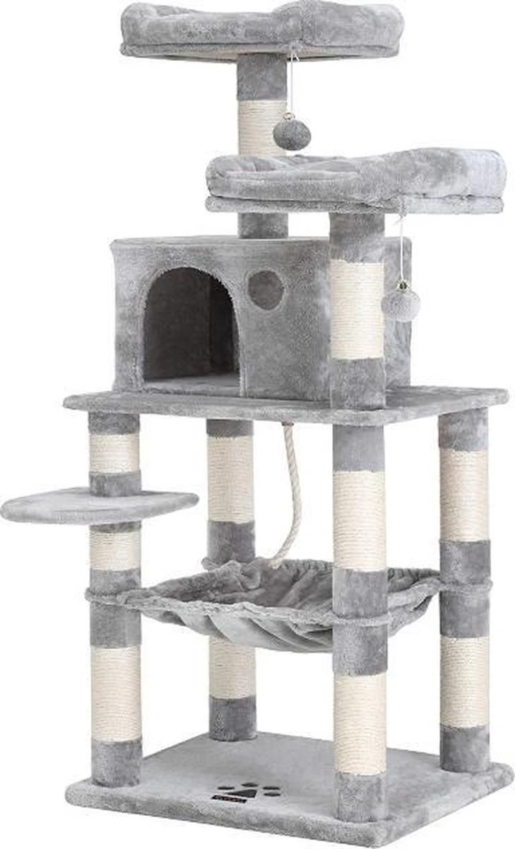 MIRA Home Krabpaal - Kattentoren - Huisdieren - Stabiel - Hout - Grijs/Wit - 55x45x143 1 MIRA Home Krabpaal - Kattentoren - Huisdieren - Stabiel - Hout - Grijs/Wit - 55x45x143