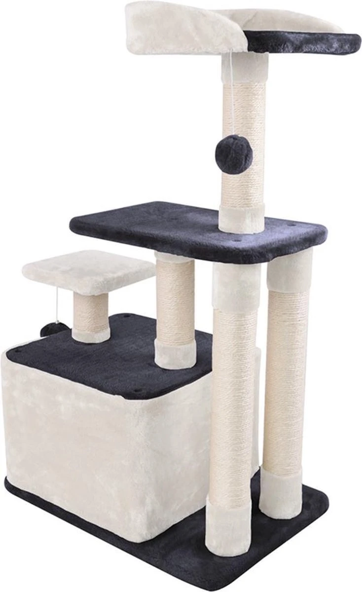 Merkloos MC Star Krabpaal 100cm Met Schraper Meerdere Platforms, Tweedeurs Kattengrotten, Speelgoedballen Met Bellen, Krabbed Natuurlijk Sisal Katten Spelletjes - Grijs&Beige, 100cm 7 Merkloos MC Star Krabpaal 100cm Met Schraper Meerdere Platforms, Tweedeurs Kattengrotten, Speelgoedballen Met Bellen, Krabbed Natuurlijk Sisal Katten Spelletjes - Grijs&Beige, 100cm - Afbeelding 7