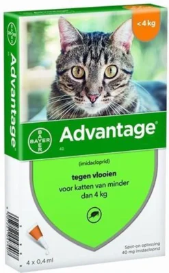 Bayer Anti Vlooienmiddel Advantage 80 > 4 Kg - 4 X 0,8 Ml -Merkloos Verkoop 744x1200