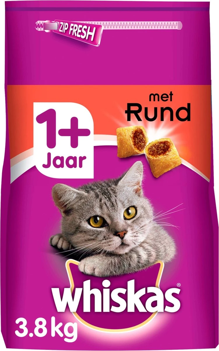 Whiskas 1+ Adult Katten Droogvoer - Rund - 3,8 Kg 4 Whiskas 1+ Adult Katten Droogvoer - Rund - 3,8 Kg - Image 4