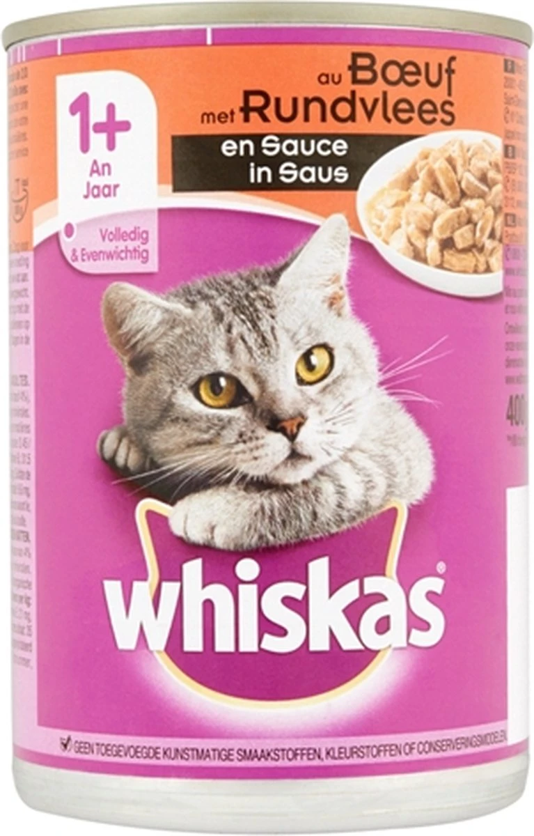 Whiskas Natvoer - Adult - Rund - 12 X 400 Gr 2 Whiskas Natvoer - Adult - Rund - 12 X 400 Gr - Image 2