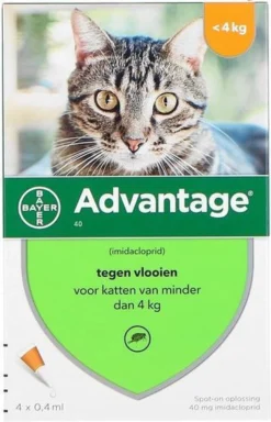 Bayer Advantage 40 Kat 4 Pip - Anti Vlooienmiddel - 2 X 0.4 Ml - 0 - 4 Kg -Merkloos Verkoop 771x1200 3