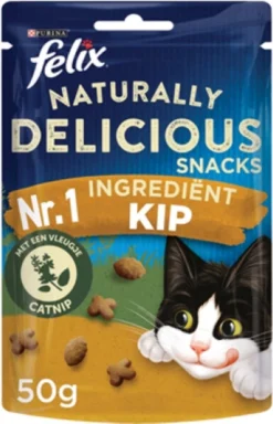 Felix Naturally Delicious Kip & Catnip - Kattensnacks - 8 X 50g
