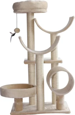 PawHut Kattenboom Kattenkrabboom Speelgoed Tunnel Katten Klimboom Krabboom Beige D30-191 -Merkloos Verkoop 780x1200 4