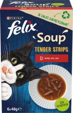 Felix Soup Tender Strips Met Rund, Kip & Lam - Katten Natvoer - 24 X 48g -Merkloos Verkoop 781x1200 1