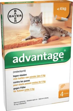 Bayer Advantage 40 Tegen Vlooien - <4kg - 4 X 0,4 Ml - Adult -Merkloos Verkoop 786x1200 1