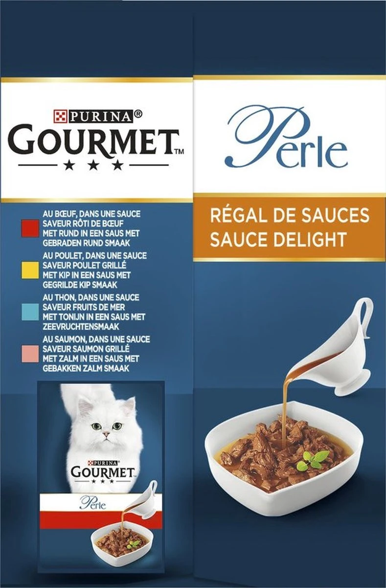 Gourmet Perle Sauce Delight - Kattenvoer Natvoer - Rund, Kip, Tonijn & Zalm - 48 X 85 Gr 7 Gourmet Perle Sauce Delight - Kattenvoer Natvoer - Rund, Kip, Tonijn & Zalm - 48 X 85 Gr - Image 7