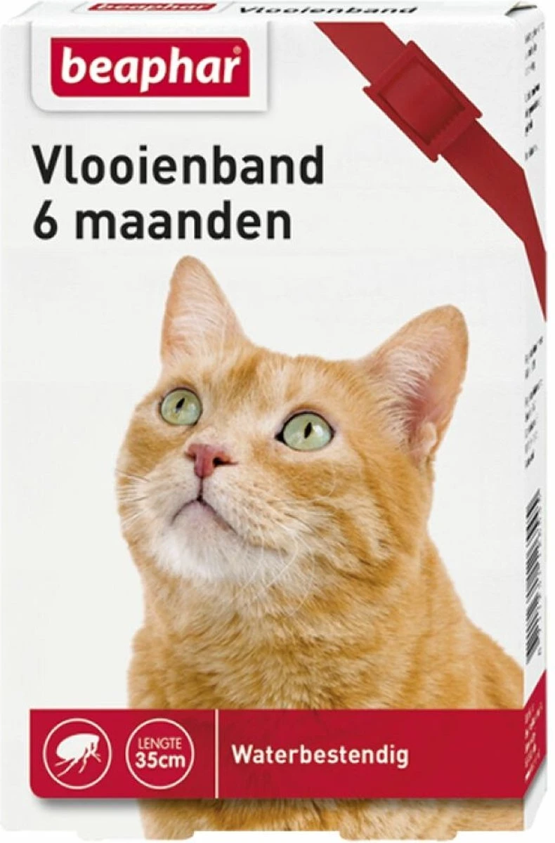 Beaphar Vlooienband Kat - Rood - 1 Stuk 1 Beaphar Vlooienband Kat - Rood - 1 Stuk