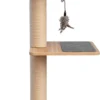 BeOneBreed Katt3 EVO Classic Natural – Krabpaal Voor Katten – Inclusief Memory Foam Kussen, Vilten Mat En Hangspeeltje – Gelamineerd Hout - Afmetingen 42,5 X 37,5 X 76 Cm