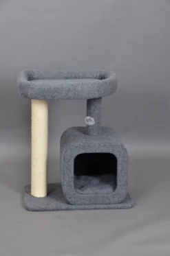 Katten Krabpaal Met Huisje | Grijs | 60 X 40 X 70 Cm Kattenboom Met Ligbed -Merkloos Verkoop 794x1200 1
