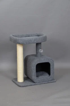 Katten Krabpaal Met Huisje | Grijs | 60 X 40 X 70 Cm Kattenboom Met Ligbed -Merkloos Verkoop 794x1200 2