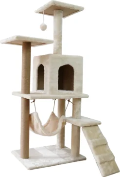 Krabpaal – Katten Krabpaal - Kattenhuis - 125cm Hoog - Beige