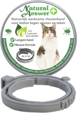 Teken- En Vlooienband Voor Katten PLUS - Natuurlijk Middel Tegen Vlooien En Teken - 100% Natuurlijk - 38,5 CM - Tot 8 Maand Werkzaam - Biologisch