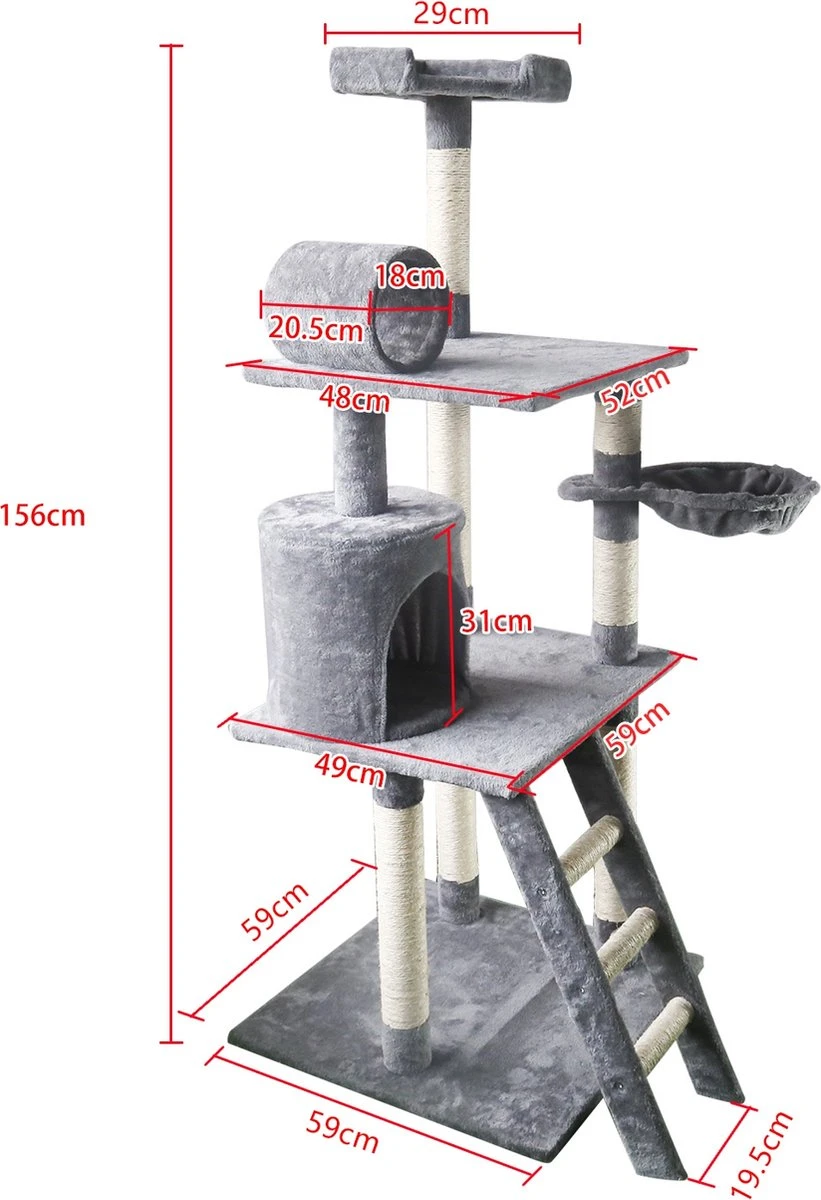 Nobleza Katten Krabpaal 40KQY - 59 X 59 X 156 Cm - Grijs 4 Nobleza Katten Krabpaal 40KQY - 59 X 59 X 156 Cm - Grijs - Afbeelding 4