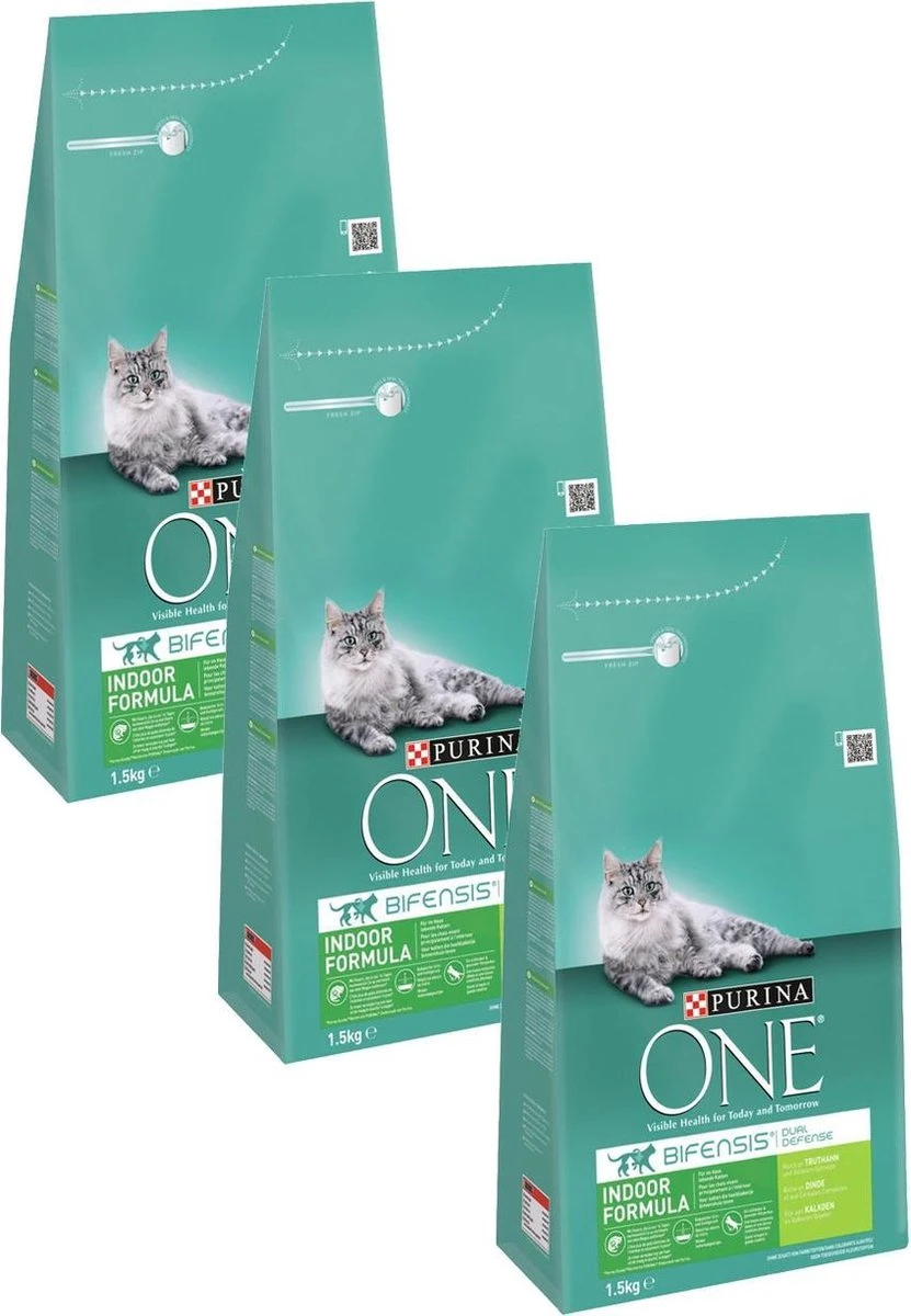 Purina One Indoor Formula Kalkoen - Kattenvoer - 3 X 1.5 Kg 1 Purina One Indoor Formula Kalkoen - Kattenvoer - 3 X 1.5 Kg