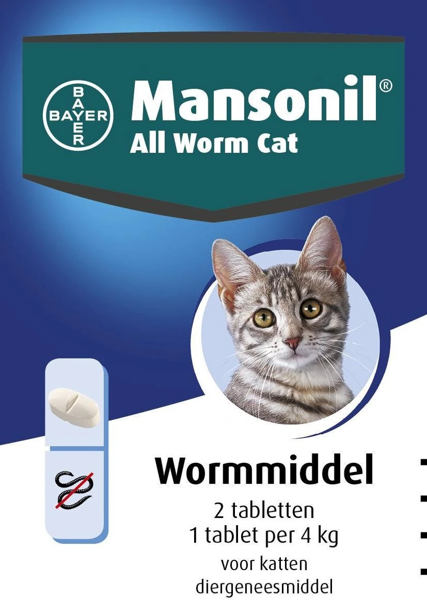 Mansonil All Worm Cat Ontworming - Kat - 2 Tabletten 6 Mansonil All Worm Cat Ontworming - Kat - 2 Tabletten - Image 6