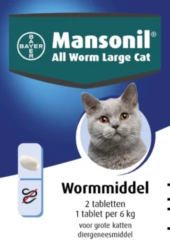 Mansonil All Worm Large Cat Ontworming - Grote Kat - 2 Tabletten -Merkloos Verkoop 836x1200 2